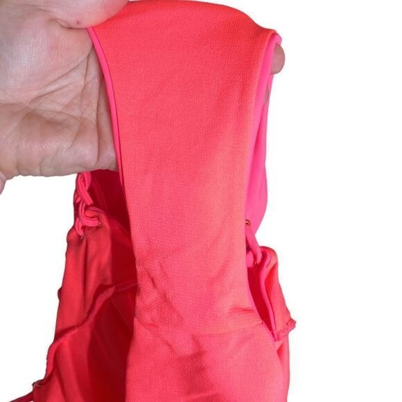Tinibikini hot pink open back lace up front and side one piece bathing suit med - Picture 6 of 6
